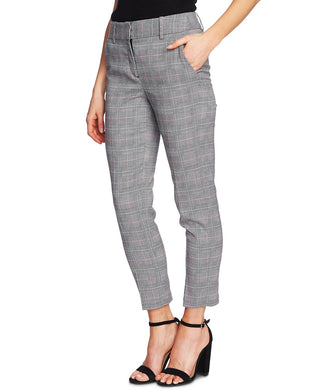 CeCe Women's Plaid Straight-Leg Ankle Pants Gray Size 14