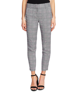 CeCe Women's Plaid Straight-Leg Ankle Pants Gray Size 14