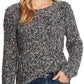 Cece Women's Long Sleeve Multicolor Crew Neck Sweater Rich Black Grey Size Medium