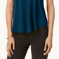 Alfani Women's Satin Trim High Low T-Shirt Blue Size Petite Small