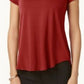 Alfani Women's Petite Satin-Trim High-Low T-Shirt Dark Red Size Medium