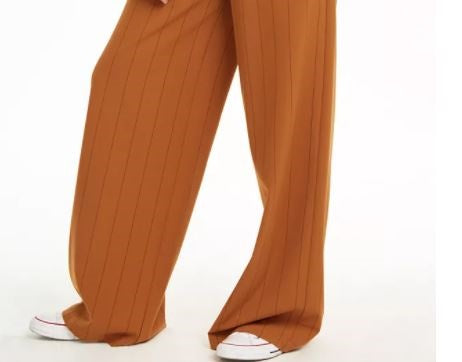 Danielle Bernstein Women's Pinstripe Trouser Pants Dark Orange Size 12
