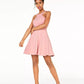 City Studios Juniors' Lace Open-Back Fit & Flare Dress Pink Size 9