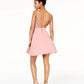 City Studios Juniors' Lace Open-Back Fit & Flare Dress Pink Size 9