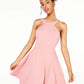 City Studios Juniors' Lace Open-Back Fit & Flare Dress Pink Size 9
