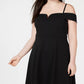 City Studios Women's Trendy Plus Size Cold-Shoulder High-Low Dress Black Size 18