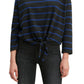 Levi's Women's Greta Striped Tie Hem Cotton Top Black Size Small