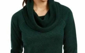 Ideology Women's Cowl-Neck Pullover Green Size X-Small