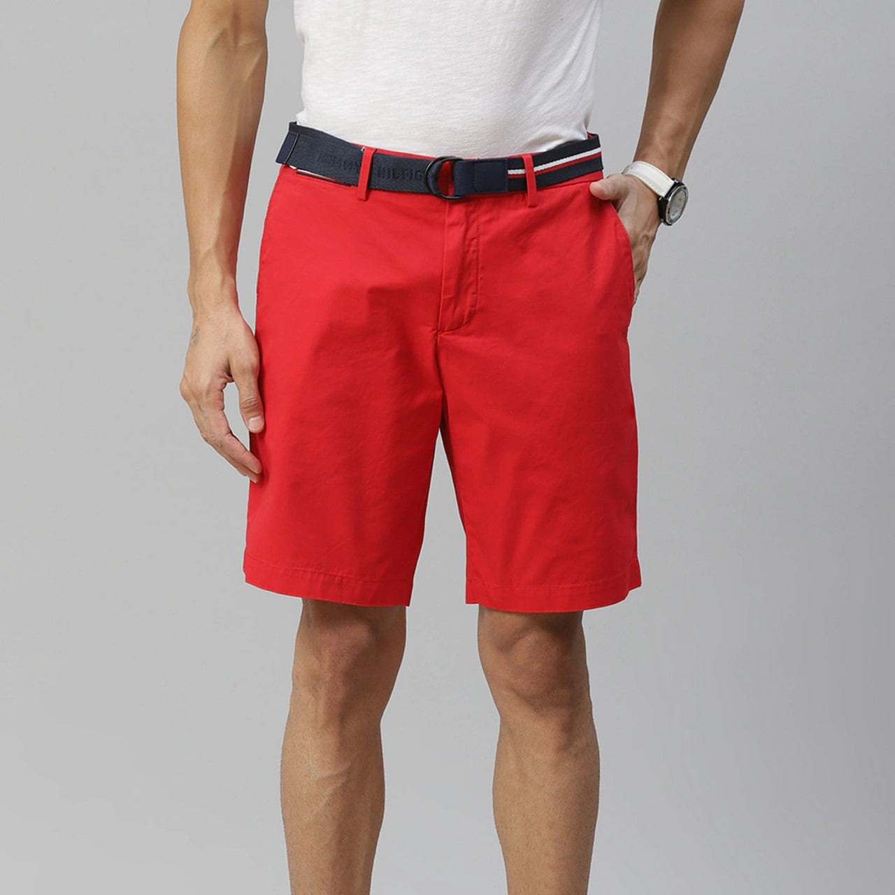 Tommy Hilfiger Men's Th Flex Stretch 9 Shorts Red Size 42