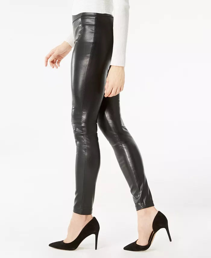INC International Concepts Women's Petite Faux-Leather Skinny Pants Black Size 6 Petite