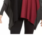 Alfani Women's Petite Turtleneck Colorblock Poncho Sweater Dark Red Size Petite