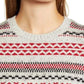 Lucky Brand Women's Stripe Fair Isle Cotton & Wool Blend Sweater Grey Size Medium