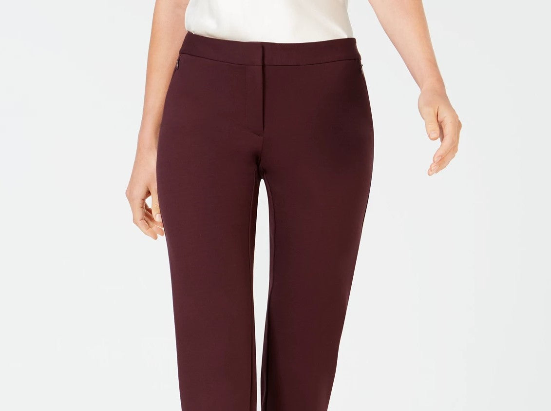 Alfani Women's Petite Ponte-Knit Slim-Leg Pants Wine Size 2P