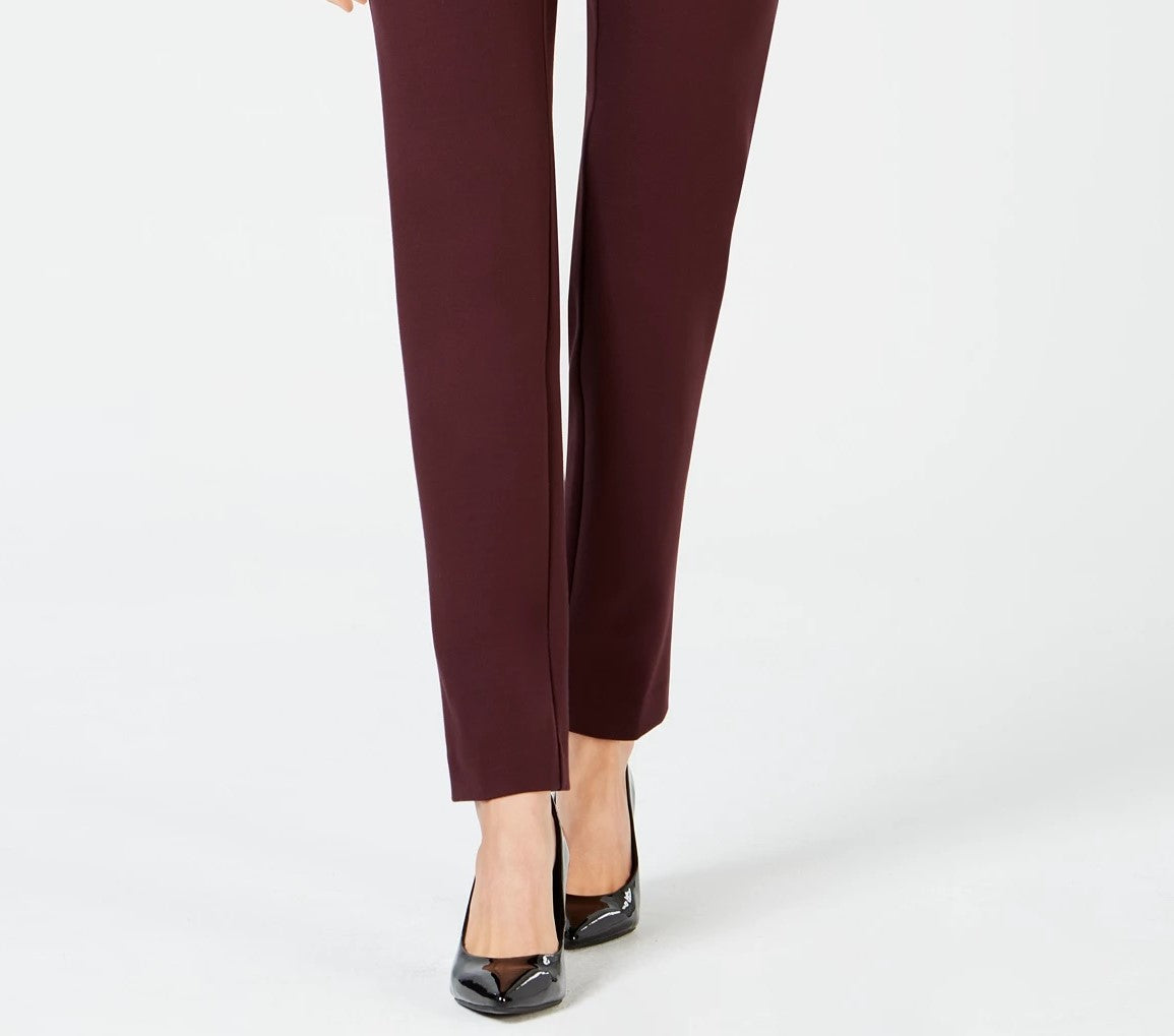 Alfani Women's Petite Ponte-Knit Slim-Leg Pants Wine Size 2P
