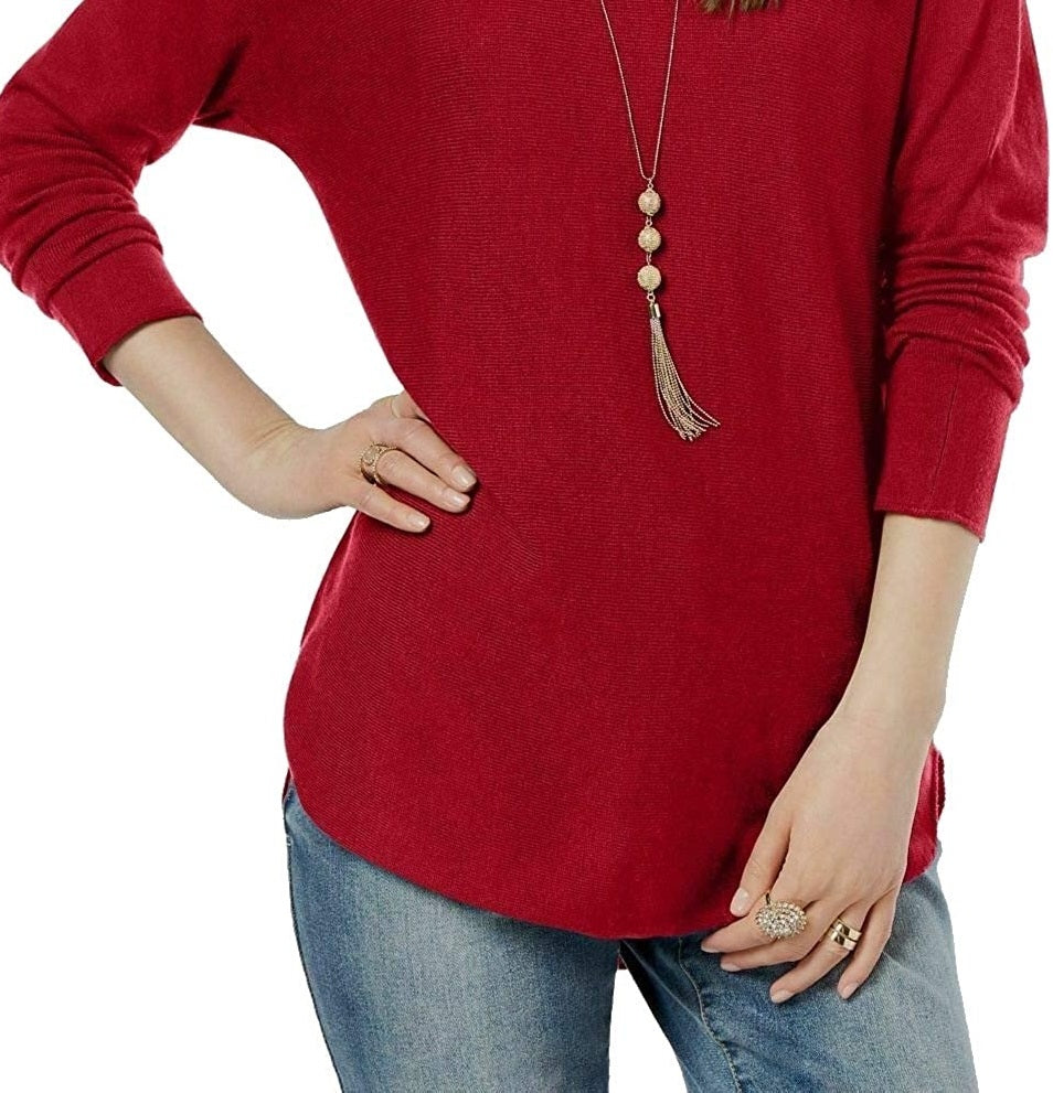 INC International Concepts Women's Shirttail Sweater Red