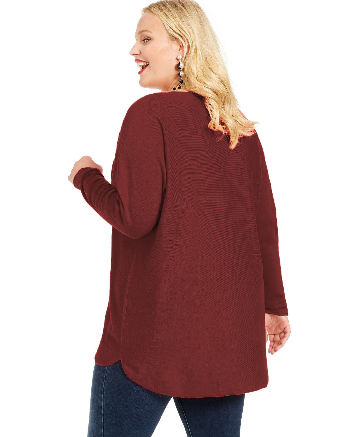 International Concepts Women's Plus Size Long-Sleeve High-Low Sweater Port Size 2X