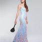 Say Yes To The Prom Juniors' Iridescent Sequin Mermaid Gown Turq/Aqua Size 7