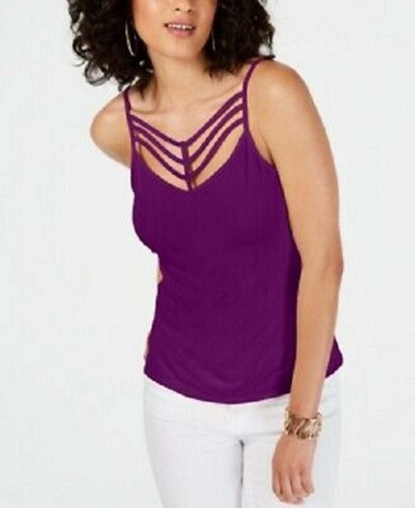 Thalia Sodi Women's Ladder-Trim Tank Top Dark Purple Size Small