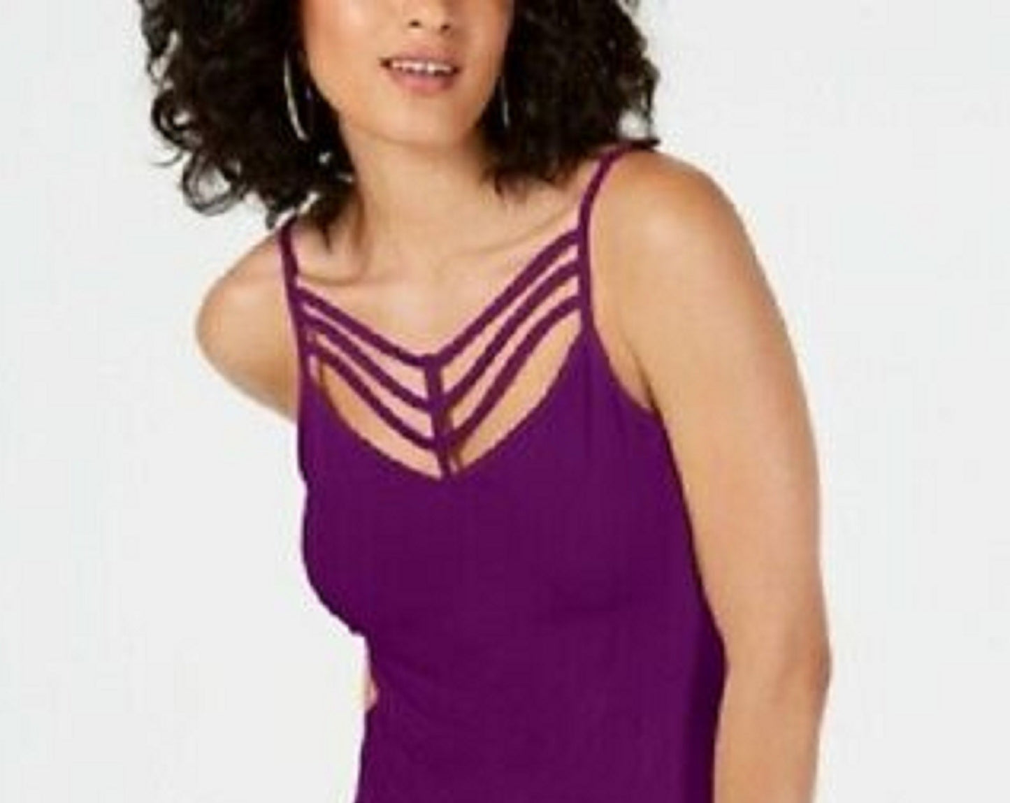 Thalia Sodi Women's Ladder-Trim Tank Top Dark Purple Size Small
