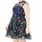 City Studios Women's Trendy Plus Floral Embroidered Dress Navy Size 20W