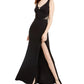 City Studios Juniors' Embellished-Applique Slit Gown Black Size 3