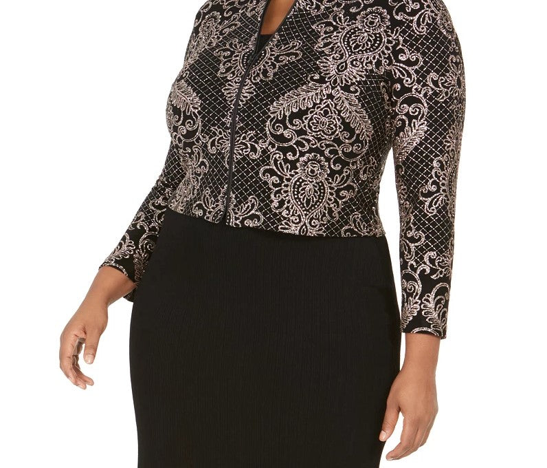 Alex Evenings Women's Plus Size Column Gown & Jacket Brown Size 20