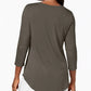 JM Women's Collection Scoop-Neck Top Brown Size Large