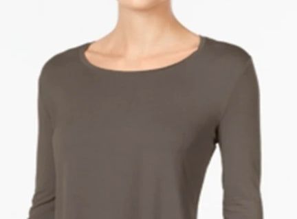 JM Women's Collection Scoop-Neck Top Brown Size Small