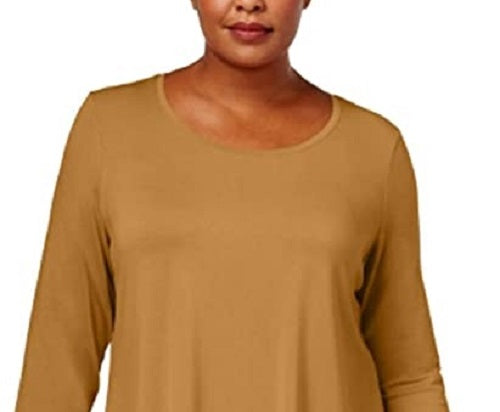 JM Collection Women's Plus Size Scoopneck Top Gold Size XXX-Large