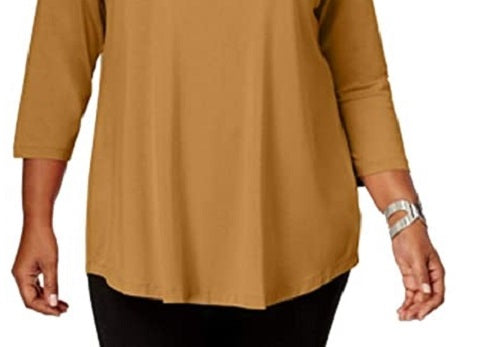 JM Collection Women's Plus Size Scoopneck Top Gold Size XXX-Large