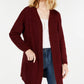 Say What? Junior's Open Front Textured Cardigan Red Size Small