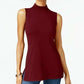 JM Collection Women's Sleeveless Mock-Turtleneck Sweater Red Size Large