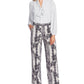 Vince Camuto Women's Snake Print Pintuck Wide Leg Trousers Gray Size 2