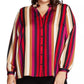 Vince Camuto Women's Mayfair Stripe Ruffle Neck Satin Blouse Red Size 3X