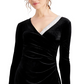 MSK Women's Velvet Embellished Faux Wrap Dress Black Size Large