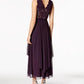 R & M Richards Women's Petite Sequined Lace And Chiffon Gown Purple Size 1
