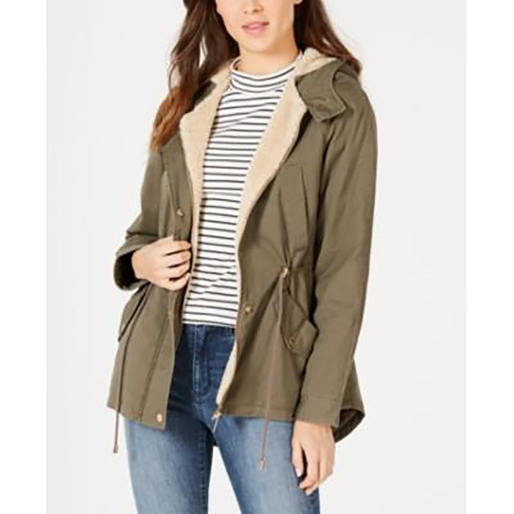 Collection B Juniors' Hooded Anorak Jacket Red Size Small