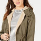 Collection B Juniors' Hooded Anorak Jacket Red Size Small