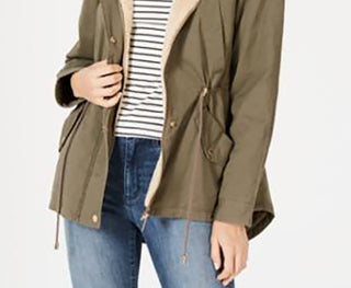 Collection B Juniors' Hooded Anorak Jacket Red Size Small