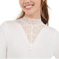 American Rag Junior's Illusion Lace Mock Neck Top White Size Small