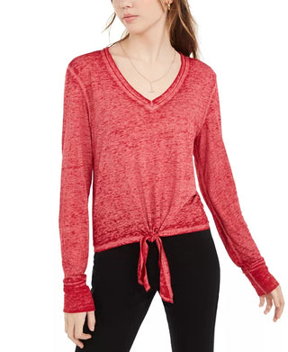 American Rag Junior's Textured Tie Waist Top Red Size Small