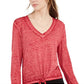 American Rag Junior's Textured Tie Waist Top Red Size Small