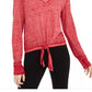 American Rag Junior's Textured Tie Waist Top Red Size Small
