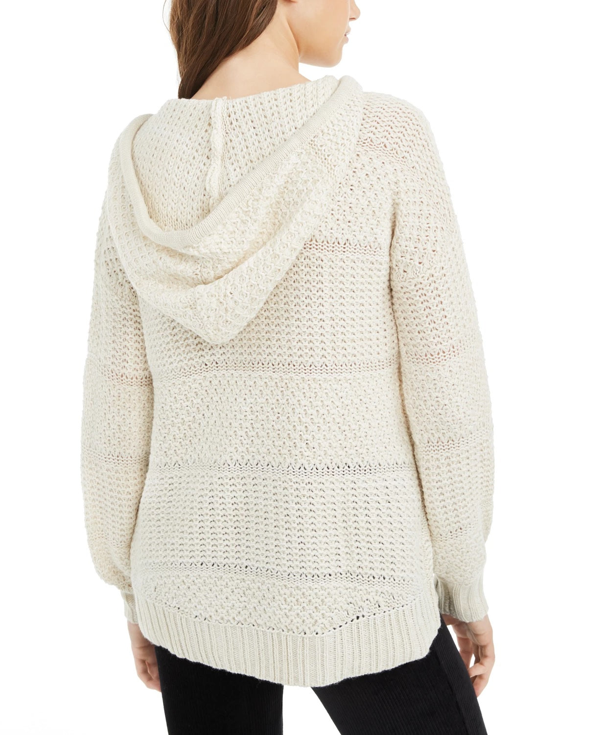 American Rag Juniors'' Mixed-Knit Pullover Hoodie White Size Medium