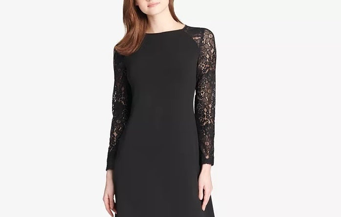 Tommy Hilfiger Women's Lace Sleeve A Line Dress Black Size 14