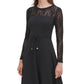 Tommy Hilfiger Women's Lace-Sleeve Fit & Flare Dress Black Size 14