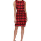 Tommy Hilfiger Women's Velvet Flocked Plaid Scuba Dress Red Size 4