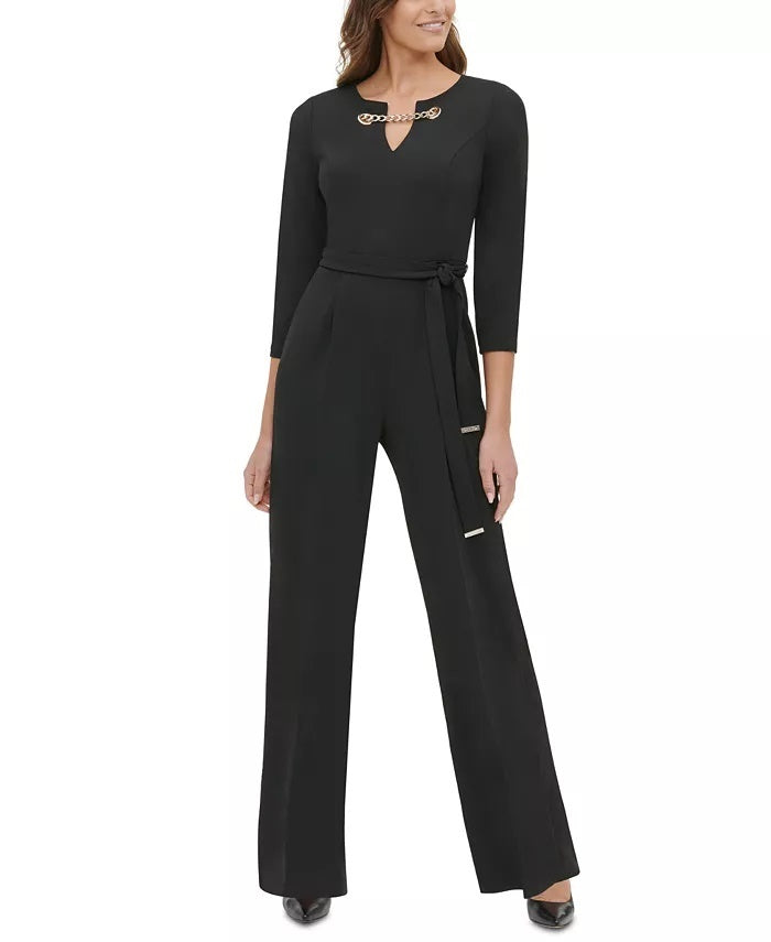 Tommy Hilfiger Women's Grommet-Neck Jumpsuit Black Size 14