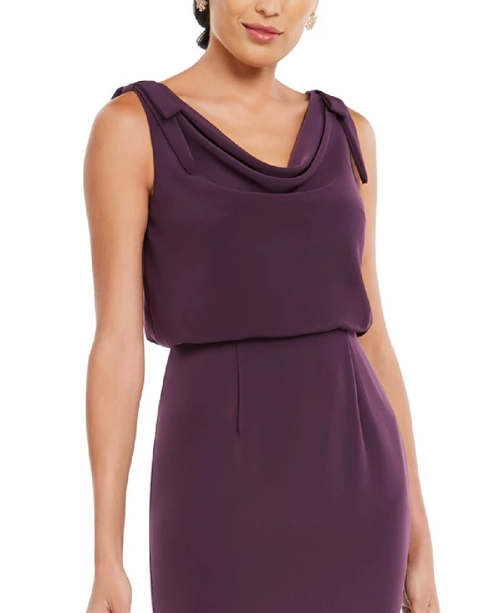 Adrianna Papell Women's Blouson Cowlneck Gown Dark Purple Size 2