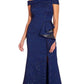 Adrianna Papell Women's Off The Shoulder Gown Navy Size 8